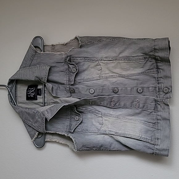 Rock & Republic Striped Jean Vest Women's Size S - Picture 1 of 7